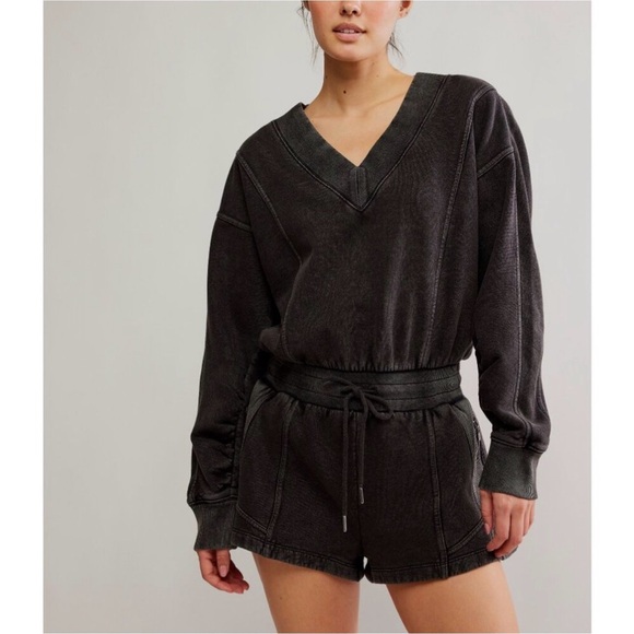 Free People FP Movement NWT Intercept Romper Black Washed Black Small - Picture 9 of 12